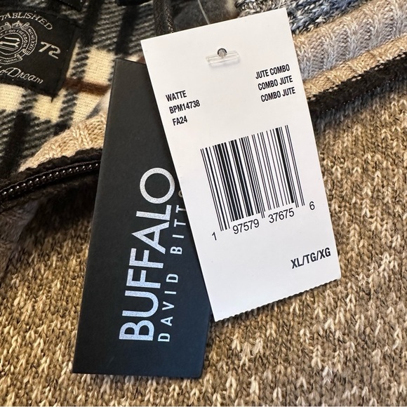 BUFFALO David Bitton Men’s Combo Jute Fleece Lined 3/4 Zip Sweater Size XL - Picture 13 of 15